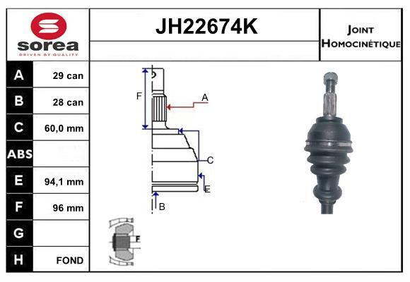 Jeu de joints SNRA JH22674K pour arbre de transmission de voiture