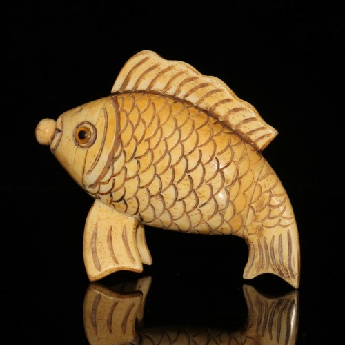 Collect Chinese old b0ne Hand-made Draw Exquisite Fish Snuff bottle - Picture 5 of 9