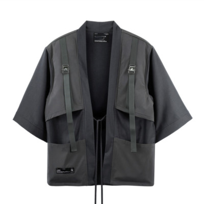 Herren Cargo Kimono Mantel Jacke Cardigan Tops Tasche Retro japanisch Harajuku