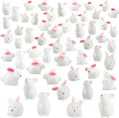 100Pcs Miniature Bunny Figurines,Mini Rabbits Fairy Garden Ornament for Easter E