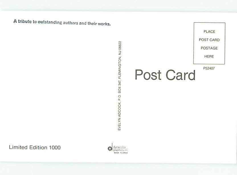 1990 FAMOUS AUTHORS USPS POSTAGE STAMPS ON POSTCARD make an offer