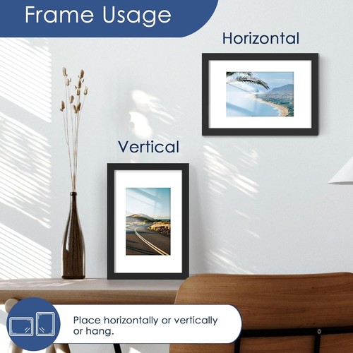 6x9 Picture Frame Black, Display Pictures 4x6 with Mat or 6x9 Without Mat Wall.. - Picture 4 of 6