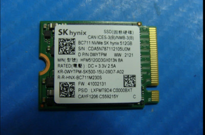 NEU ORIGINAL DELL 5410 512GB NVME M2 SSD SOLID STATE DRIVE SK HYNIX WYTPM 0WYTPM