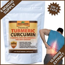 240 Turmeric 95% Curcumin BioPerine Black Pepper Pills 10,000mg Extract Tumeric