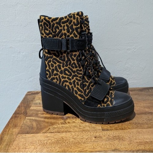 NEW Women's CONVERSE GR82 GR Boots Heel Shoes Chuck 70 De Luxe Leopard size 6.5 - Picture 1 of 10