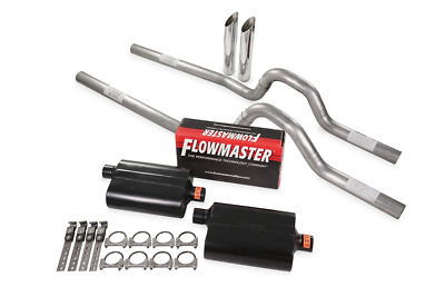 Dual Exhaust Kit 3'' Flowmaster Super 40 Rear Exit SW Tip 81-87 GM C/K 10 1/2 Ton