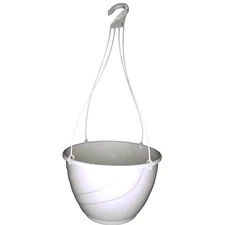 12" WHITE Plastic Hanging Baskets {Set of 5} - DECO SWIRL