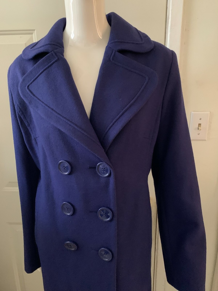 【ネコネコ】LENO 10 BUTTON PEA COAT New York & Company Navy Blue Double Breasted Peacoat Coat