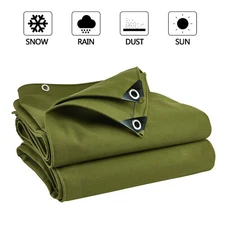 Heavy Duty Canvas Tarp Waterproof UV Resistant Tarpaulin Canopy Tent Boat Cover