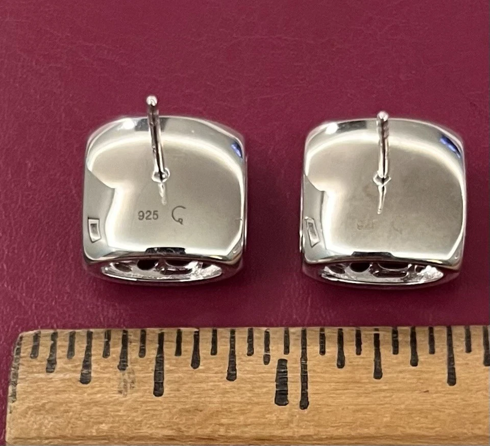 Aretes RACHEL GALLEY enchapados en rodio de guijarros de celosía de plata de ley Foto 3 de 4