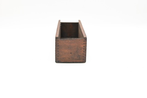 Antq Holzkiste Slide Top Typ Box (ohne Top) Fingergelenke Aufbewahrung klein Holz Trike - Bild 3 von 7