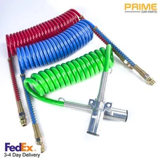 Coiled Air Brake Hoses & ABS Electrical Power Wire Assembly Kit Set.