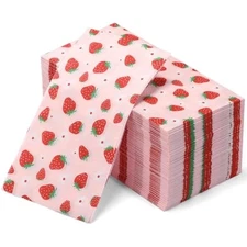 100 pcs strawberry paper napkins set disposable summer fruit paper nap