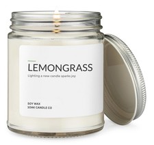 Lemongrass Candle Soy Scented Long Burning Premium Hand Poured 7 Oz Fragrance