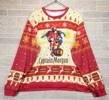 Captain Morgan Ugly Christmas Sweater Sweatshirt Men's 2xl Holiday Promo Rum Red