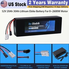 EBike Battery 52V 20Ah 30Ah Lithium Pack for 0 2600W Electric Bike Scooter Motor