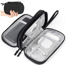 Travel Electronics Pouch Bag, Black Electronics Organizer Bag, Travel Cable O...