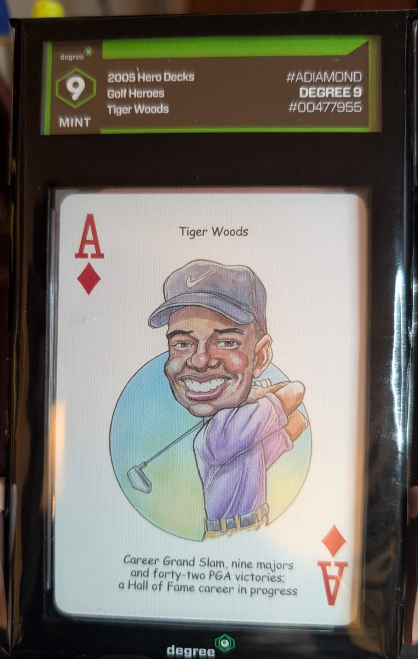 2005 Hero Decks Golf Heroes  Tiger Woods Ace of Diamonds Mint 9