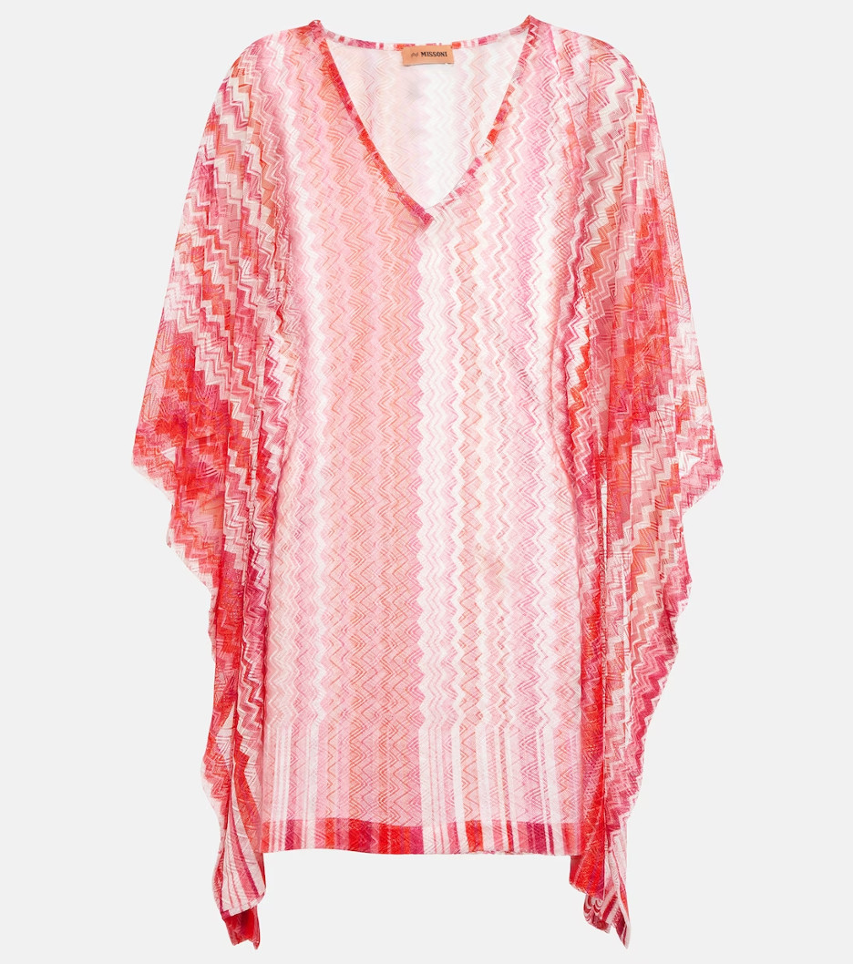 NWT Missoni Mare Zigzag Kaftan Cover Up Beach Dress Pink Multicolor Size M $760 image 4