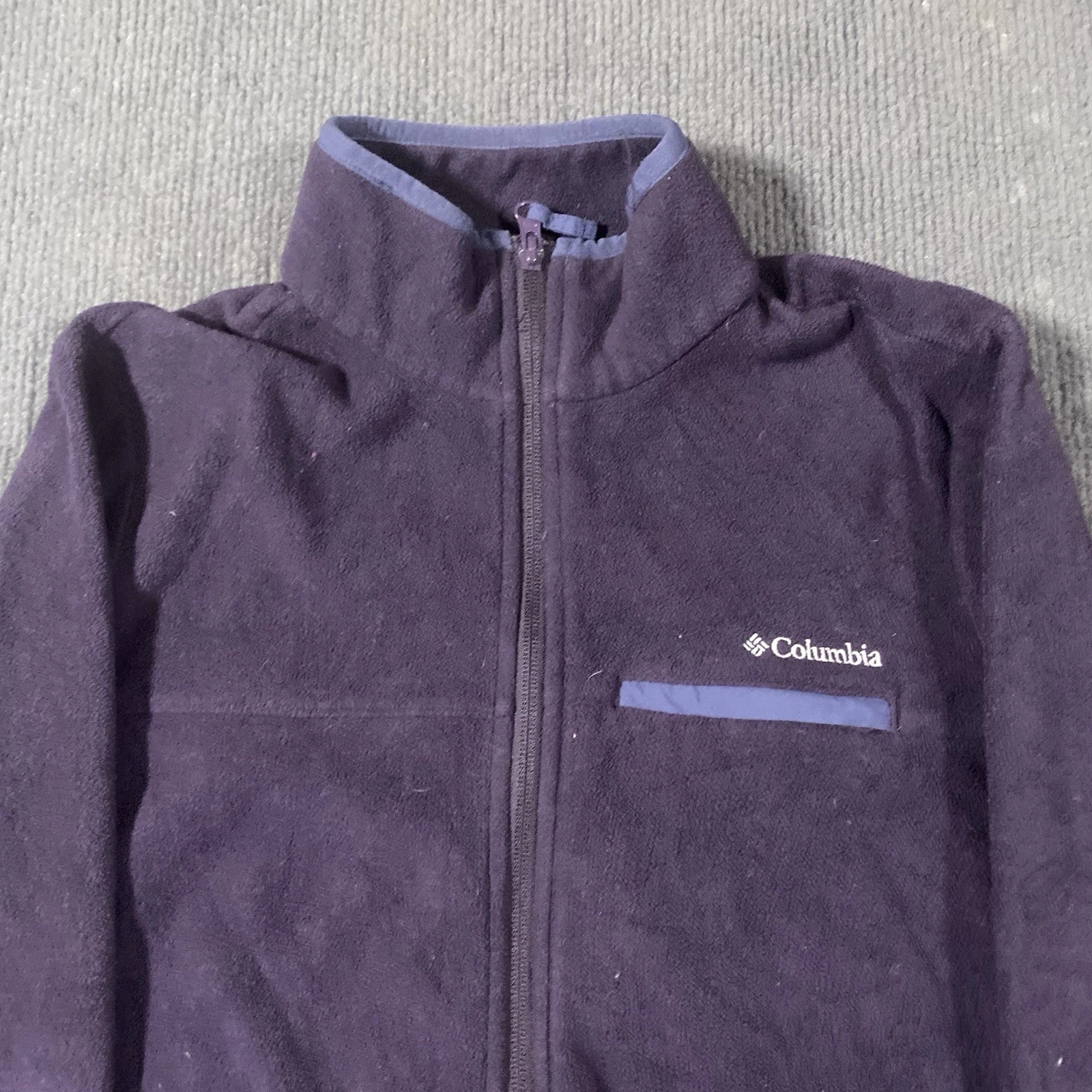 Columbia Mens M Purple Full Zip Fleece Jacket Stand-Up Outdoor Hiking - product detail image 4