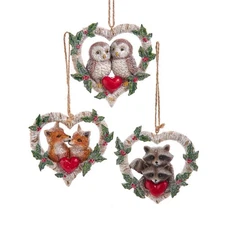 Birch Berries Heart Animal Ornaments