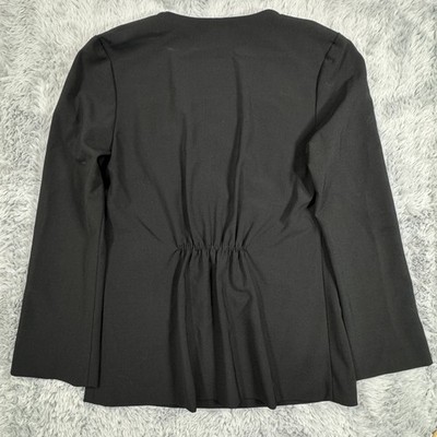 Matthew Stevens Womens Small Blouse Black Long Sleeve Knit Top Wool Blend
