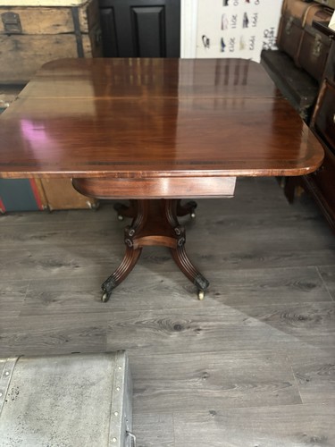 Antique Georgian Mahogany Side Table Card Table With Cross Banded Splayed Legs - Picture 5 of 7