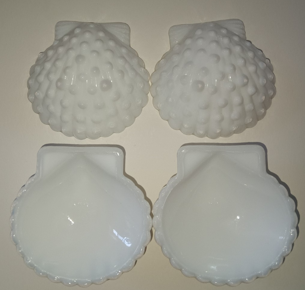 4 Vtg Fenton Hobnail Milk Glass Seashell Scallop Shell Salt Dip Cellar ...