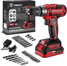 Power Drill Cordless: DEKO PRO Cordless 20V Electric Drills Red 