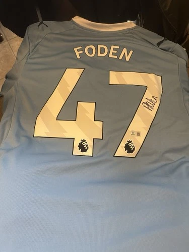 Phil Foden Signed Manchester City Soccer Jersey #47 with Beckett COA
