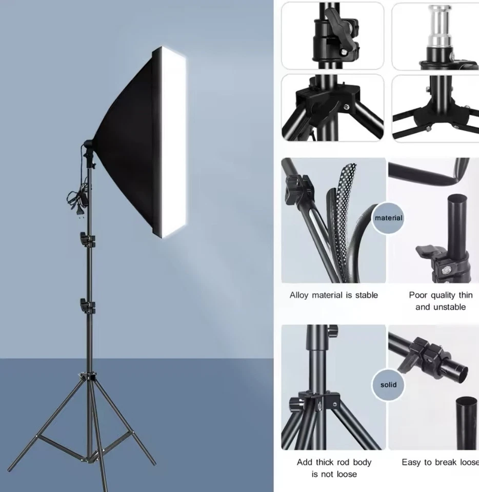Professional Softbox Photography Lighting Kit W/ Tripod Stand for Studio & Video - Image 3 of 4