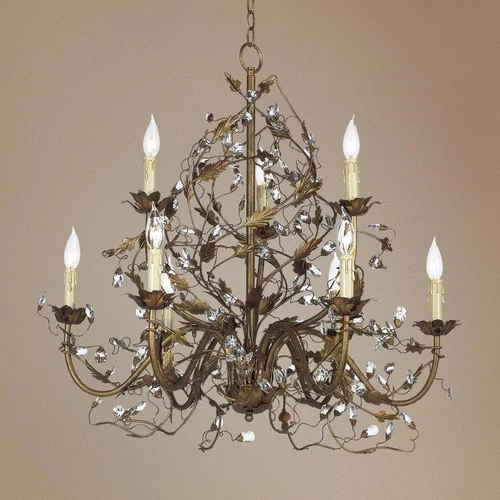 Maxim Elegante 29" Classic Etruscan Gold Vine and Crystal Chandelier - Picture 1 of 5