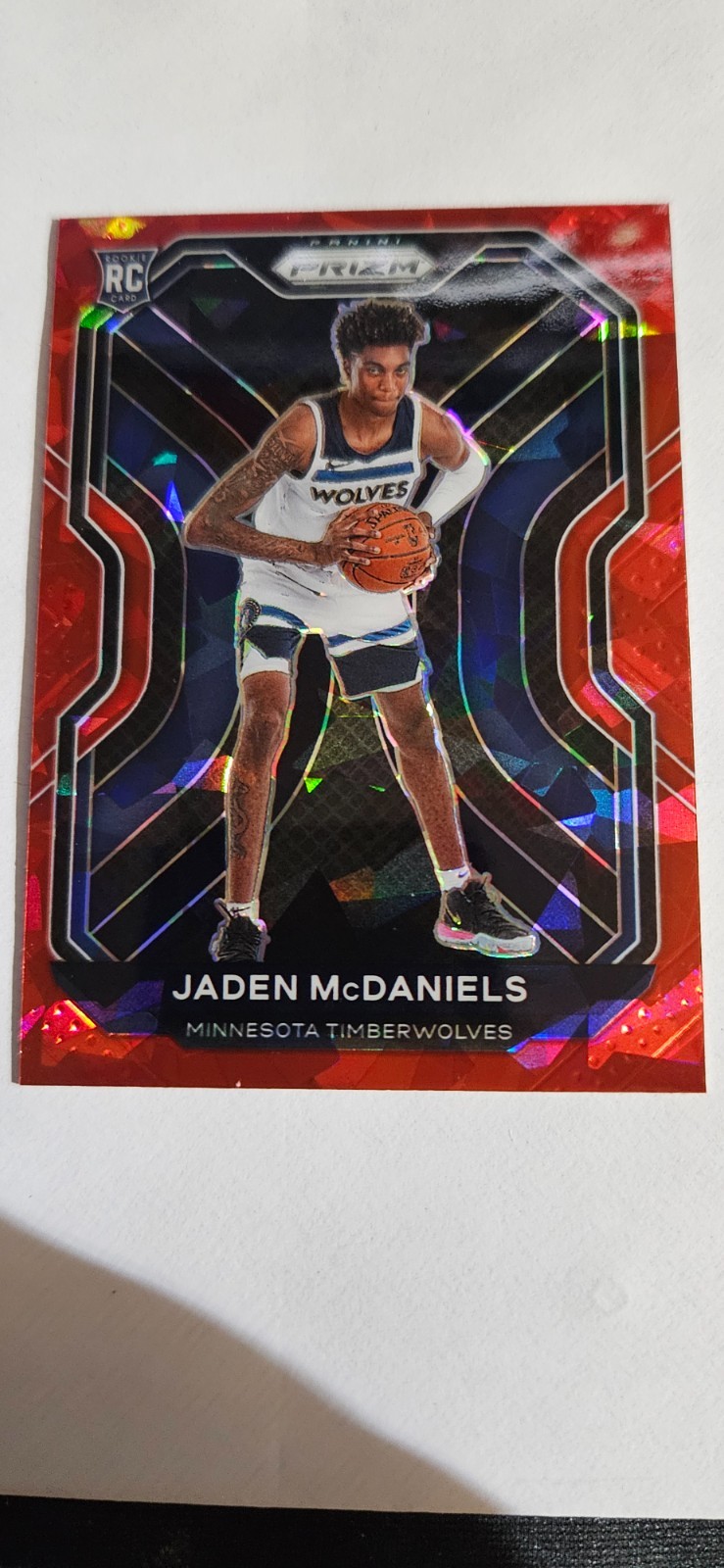 2020-21 Panini Prizm - Jaden McDaniels #277 Red Cracked Ice Prizm (RC)