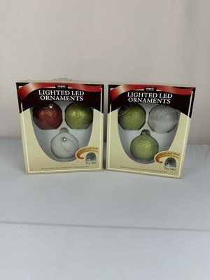 Lot 2 Enjoy Lighting LED Christmas Ornaments Color Changing Glitter Ball