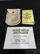 VTG Suede Leather Snap Case With Louisiana State Seal Buckle Papers - No Buckle