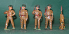 Vintage Barclay Manoil Officer Green Helmet Lot of 5 Toy Soldier