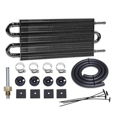 Transmission Oil Cooler Kit, Aluminium alloy Radiator with 5/16" 4 Pass Black