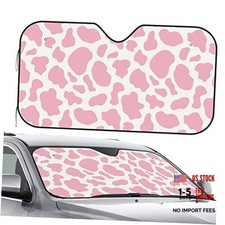 Front Window Car Sun Shade Windshield- Pink Cow Printing Foldable Cute Funny