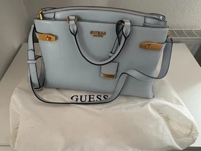 Bolso de Mano GUESS Azul con Detalles Dorados, Genuino de US - Imagen 1 de 4