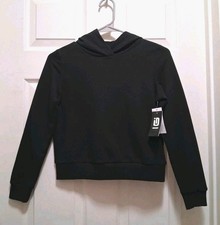NWT IDEOLOGY Black Fleece Hoodie Pullover Youth Size MEDIUM Ribbed Cuff MSRP 30