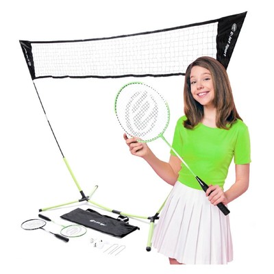 Portable Badminton Set W/ Freestanding Net 2 Racquets 3 Shuttlecocks Carry Bag