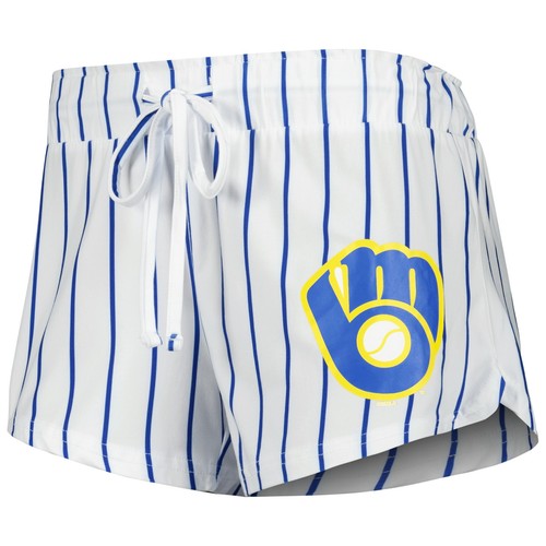 Women's Concepts Sport White Milwaukee Brewers Reel Pinstripe Tank Top & Shorts - 第 4/5 張圖片