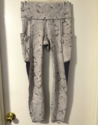 Athleta High Rise Pocket Ankle Leggings Gray/White Geometric Print Size S