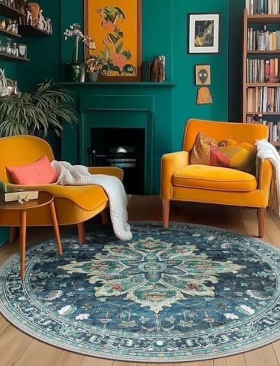 6ft Washable Non-Slip Round Area Rug