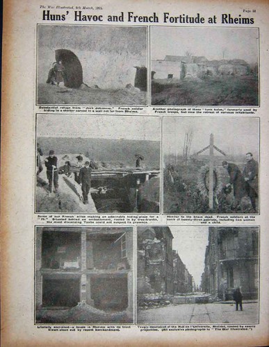 Original Old Antique Print 1915 Ww1 French Siers Joffre German Rheims Refuge