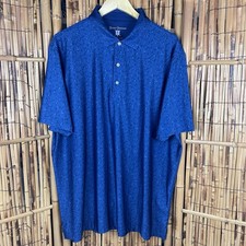 Hickey Freeman Golf Polo Short Sleeve Mens Shirt Blue All Over Print Size XL