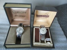 VTG MENS WATCHES (2) ELGIN 314 17J + HELBROS 26D 7J HANDWIND W/BOXES  -RUN GOOD