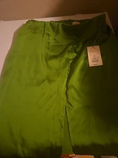 A New Day Green Satin Maxi Skirt Women's XS Recycled Polyester Slit