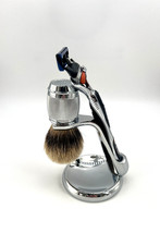NEW - Authentic The Art of Shaving NY Collection - Chrome Brush, Stand and Razor