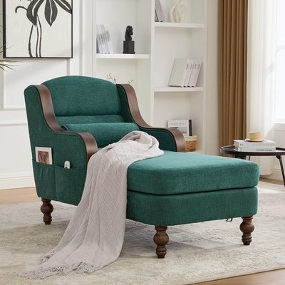 Oversized Chaise Lounge Indoor Solid Wood Frame Lazy Sleeper Armchair